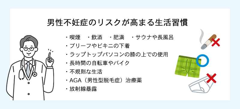 男性不妊症のリスクが高まる生活習慣